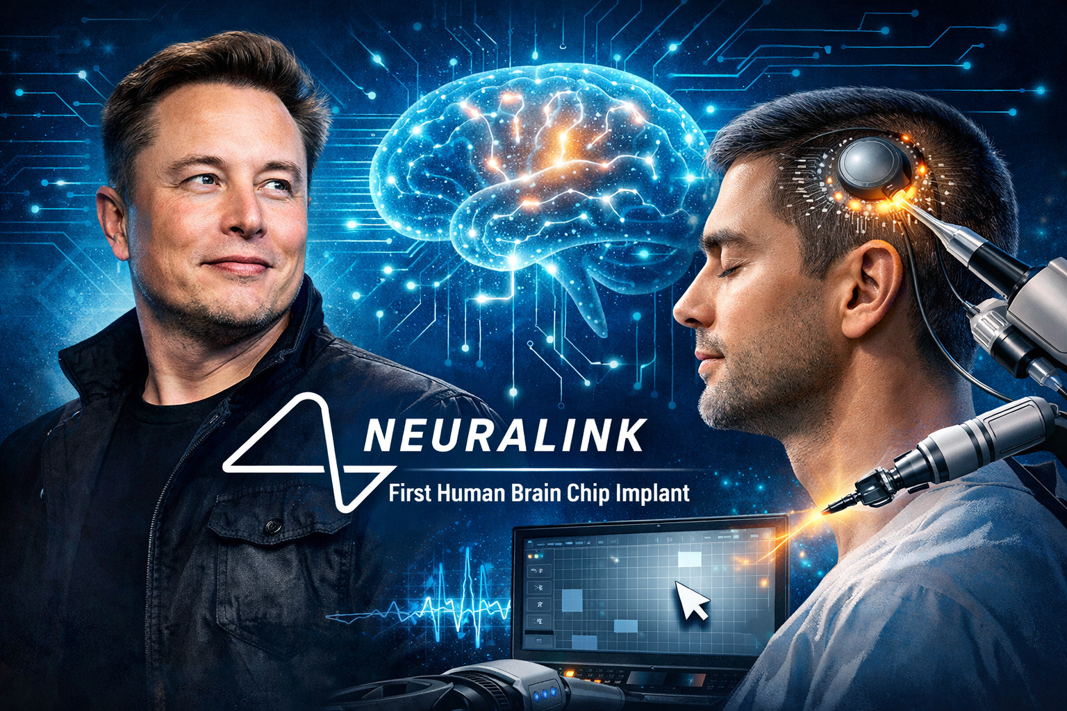 Neuralink First human brain chip implant